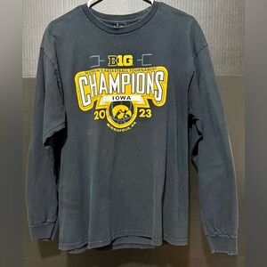 🛷Iowa Hawkeyes Black Cotton 2023 Champions Long Sleeve T-shirt